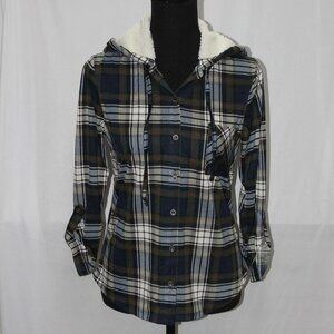 NWT Polly & Esther Juniors’ Plaid Faux Fur-Hoodie
